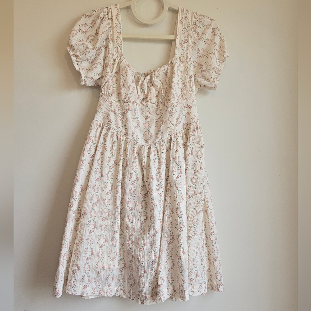 Dress Forum Cream Dress with Ditsy Floral Print Size L